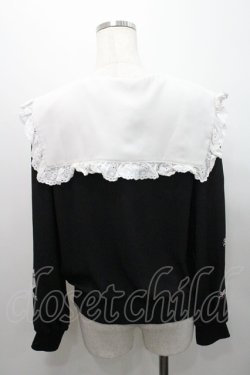 画像2: Ank Rouge / ハートクロスプリント袖シフォンブルゾン  黒Ｘ白 I-26-01-08-037-CA-JA-SA-ZI