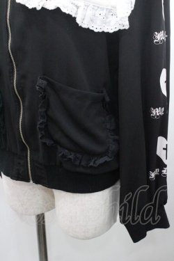 画像4: Ank Rouge / ハートクロスプリント袖シフォンブルゾン  黒Ｘ白 I-26-01-08-037-CA-JA-SA-ZI