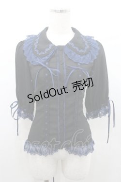 画像1: Vallee lys / Dreams Ladder Lace Blouse　ブラウス  黒Ｘ青 I-26-01-08-040-GO-BL-SA-ZI