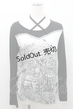 画像1: ALGONQUINS / キャッスルptカットソー  黒Ｘ白 I-26-01-08-042-AL-TO-SA-ZI