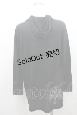 画像2: ALGONQUINS / 裾クラウンプリントフードカーディガン  黒Ｘゴールド I-26-01-08-043-AL-TO-SA-ZI