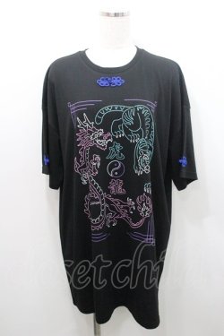 画像1: LISTEN FLAVOR / タイガードラゴンチャイナビッグT F 黒 I-26-01-08-044-PU-TO-SA-ZI
