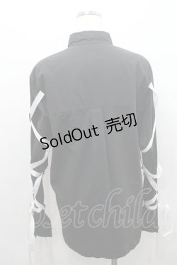 画像2: LISTEN FLAVOR / 薔薇とナイフ袖リボンシャツ  黒Ｘ白Ｘ赤 I-26-01-08-045-PU-BL-SA-ZI