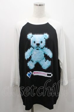 画像1: LISTEN FLAVOR / 8bitベアラグラントップス  ブラックＸホワイト I-26-01-08-046-PU-TO-SA-ZI