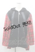 IRO+IRO / チェック切り替えパーカー M 黒Ｘ赤チェック I-26-01-08-049-LO-TO-SA-ZI