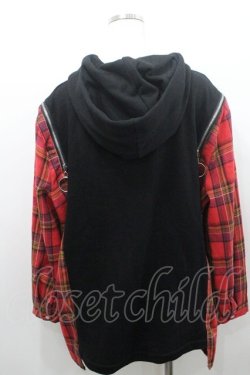 画像2: IRO+IRO / チェック切り替えパーカー M 黒Ｘ赤チェック I-26-01-08-049-LO-TO-SA-ZI