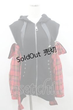 画像3: IRO+IRO / チェック切り替えパーカー M 黒Ｘ赤チェック I-26-01-08-049-LO-TO-SA-ZI