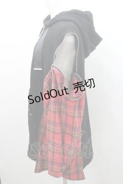 画像4: IRO+IRO / チェック切り替えパーカー M 黒Ｘ赤チェック I-26-01-08-049-LO-TO-SA-ZI