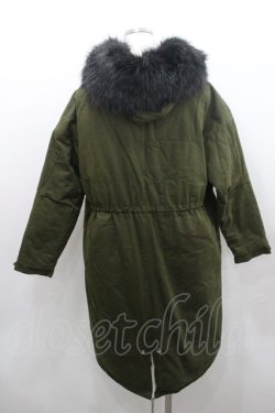 画像2: ALGONQUINS / ファーフードロングコート  カーキＸ黒 I-26-01-08-051-AL-CO-SA-ZI