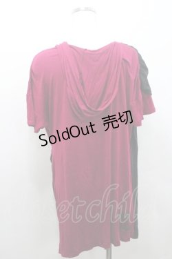 画像2: ALGONQUINS / 2カラーフード半袖カットソー  濃ピンクＸ黒 I-26-01-08-052-AL-TO-SA-ZI