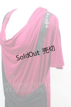 画像4: ALGONQUINS / 2カラーフード半袖カットソー  濃ピンクＸ黒 I-26-01-08-052-AL-TO-SA-ZI