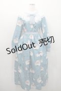 Royal Princess Alice / 毛繕い下手猫ちゃん・ねこ助コラボ・ワンピース  青 I-26-01-08-058-LO-OP-SA-ZI