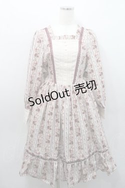 画像1: axes femme Kawaii / ストライプローズ柄ワンピース  アイボリーＸ赤 I-26-01-08-064-AX-OP-SA-ZI