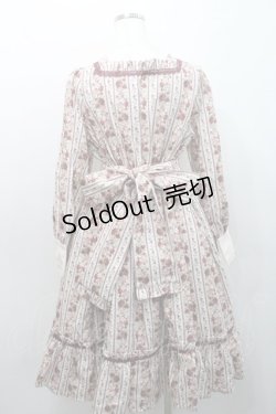 画像2: axes femme Kawaii / ストライプローズ柄ワンピース  アイボリーＸ赤 I-26-01-08-064-AX-OP-SA-ZI