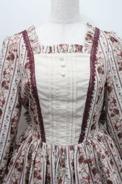 画像3: axes femme kawaii / ストライプローズ柄ワンピース  アイボリーＸ赤 I-26-01-08-064-AX-OP-SA-ZI