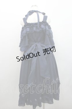 画像2: Hoshibako Works / 月の満ち欠けオフショルダードレッシーワンピース&刺繍ベルト&チョーカーセット  ネイビー I-26-01-08-071-LO-OP-SA-ZI