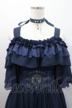 画像3: Hoshibako Works / 月の満ち欠けオフショルダードレッシーワンピース&刺繍ベルト&チョーカーセット  ネイビー I-26-01-08-071-LO-OP-SA-ZI