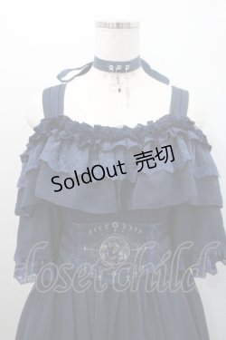 画像3: Hoshibako Works / 月の満ち欠けオフショルダードレッシーワンピース&刺繍ベルト&チョーカーセット  ネイビー I-26-01-08-071-LO-OP-SA-ZI