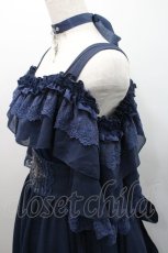 画像4: Hoshibako Works / 月の満ち欠けオフショルダードレッシーワンピース&刺繍ベルト&チョーカーセット  ネイビー I-26-01-08-071-LO-OP-SA-ZI (4)