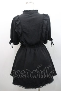 画像2: Rojita / パールベルトフリル半袖ワンピース  黒 I-26-01-08-073-LO-OP-SA-ZI