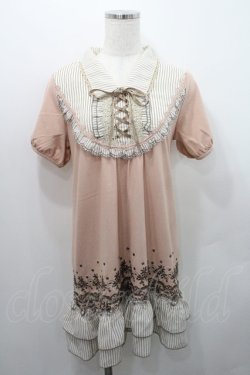 画像1: axes femme / ストライプブロッキングチュニック M ピンク I-26-01-08-008-AX-TO-TE-ZI