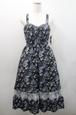 画像1: axes femme / 花総柄ビスチェラインジャンスカ  黒 I-26-01-08-078-AX-OP-SA-ZI