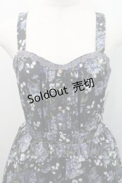 画像3: axes femme / 花総柄ビスチェラインジャンスカ  黒 I-26-01-08-078-AX-OP-SA-ZI