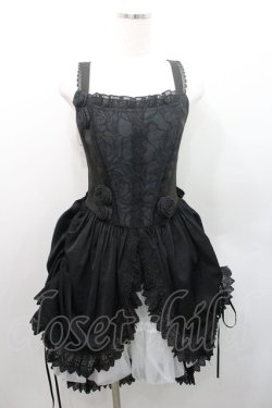画像1: Le Miroir / ローズモチーフコルセットジャンパースカート  黒 I-26-01-08-080-0-OP-SA-ZI