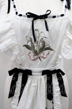 画像3: Hoshibako Works / ベルスーズすずらん刺繍エプロン  白Ｘ黒 I-26-01-08-001-LO-OP-SA-ZI