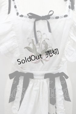 画像3: Hoshibako Works / ベルスーズすずらん刺繍エプロン  白Ｘ黒 I-26-01-08-001-LO-OP-SA-ZI