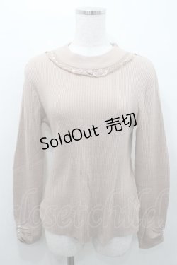 画像1: axes femme / ビジューボトルネックリブプルオーバー M ピンク I-26-01-08-009-AX-TO-TE-ZI