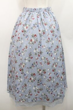 画像2: axes femme / ベリー柄ロングスカート  サックス I-26-01-08-093-AX-SK-SA-ZI