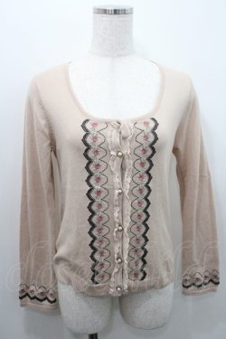 画像1: axes femme / 薔薇刺繍カーディガン M ベージュ I-26-01-08-010-AX-TO-TE-ZI