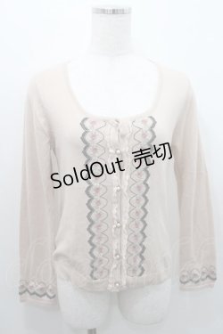 画像1: axes femme / 薔薇刺繍カーディガン M ベージュ I-26-01-08-010-AX-TO-TE-ZI