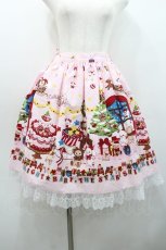 画像1: BABY,THE STARS SHINE BRIGHT / くみゃちゃんのDokiDoki Christmas Party柄スカート  ピンク I-26-01-08-095-BA-SK-SA-ZI (1)