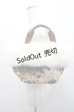 画像3: axes femme / ゴブランファーハンドバッグ  ブラウンＸ白 I-26-01-08-105-AX-BG-SA-ZI