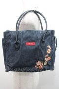 PINK HOUSE / フラワー刺繍デニムバッグ  ネイビー I-26-01-08-108-LO-BG-SA-ZI