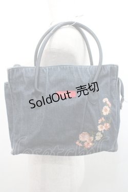 画像1: PINK HOUSE / フラワー刺繍デニムバッグ  ネイビー I-26-01-08-108-LO-BG-SA-ZI