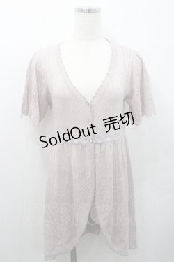 画像1: axes femme POETIQUE / トランプ柄透かし編みカーディガン M ピンク I-26-01-08-014-AX-TO-TE-ZI