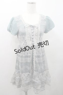 画像1: axes femme / 刺繍入りチュールチュニック M グリーン I-26-01-08-021-AX-TO-TE-ZI
