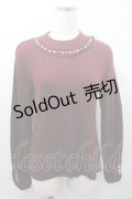 axes femme / ビジューボトルネックリブプルオーバー M ワイン I-26-01-08-025-AX-TO-TE-ZI