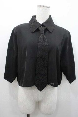 画像1: HARE / ジャガード切替シャツ  黒 I-26-01-10-023-0-BL-SA-ZI