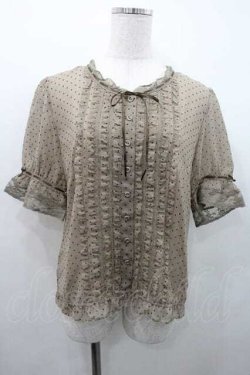 画像1: INGEBORG / 水玉柄スタンドレースカラーブラウス M ベージュ I-26-01-10-026-LO-BL-SA-ZI