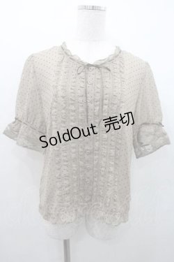 画像1: INGEBORG / 水玉柄スタンドレースカラーブラウス M ベージュ I-26-01-10-026-LO-BL-SA-ZI