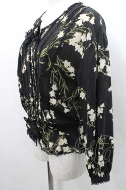 画像4: INGEBORG / 百合柄2つリボン長袖シアーブラウス  ブラック I-26-01-10-030-LO-BL-SA-ZI