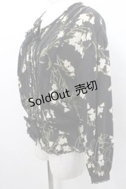 画像4: INGEBORG / 百合柄2つリボン長袖シアーブラウス  ブラック I-26-01-10-030-LO-BL-SA-ZI