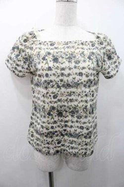 画像1: INGEBORG / 花ストライプ柄リボン結びトップス L ブルー I-26-01-10-032-LO-TO-SA-ZI