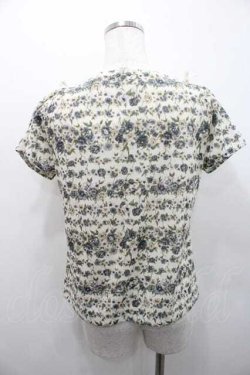 画像2: INGEBORG / 花ストライプ柄リボン結びトップス L ブルー I-26-01-10-032-LO-TO-SA-ZI