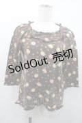 PINK HOUSE / 薔薇柄胸元ハシゴレース五分袖トップス L ブラウン I-26-01-10-034-LO-TO-SA-ZI