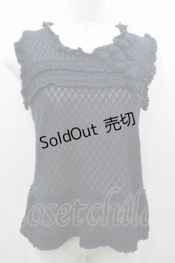 画像1: INGEBORG / モチーフ付きニットタンクトップ L ネイビー I-26-01-10-036-LO-TO-SA-ZI